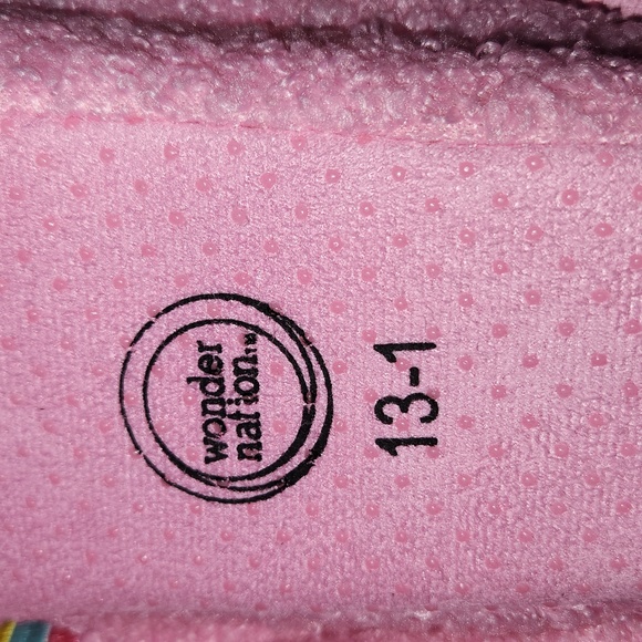 Wonder Nation Pink Rainbow  Slip on Cozy Slippers girls sizes 13/1 & 6 NWT - Picture 2 of 5